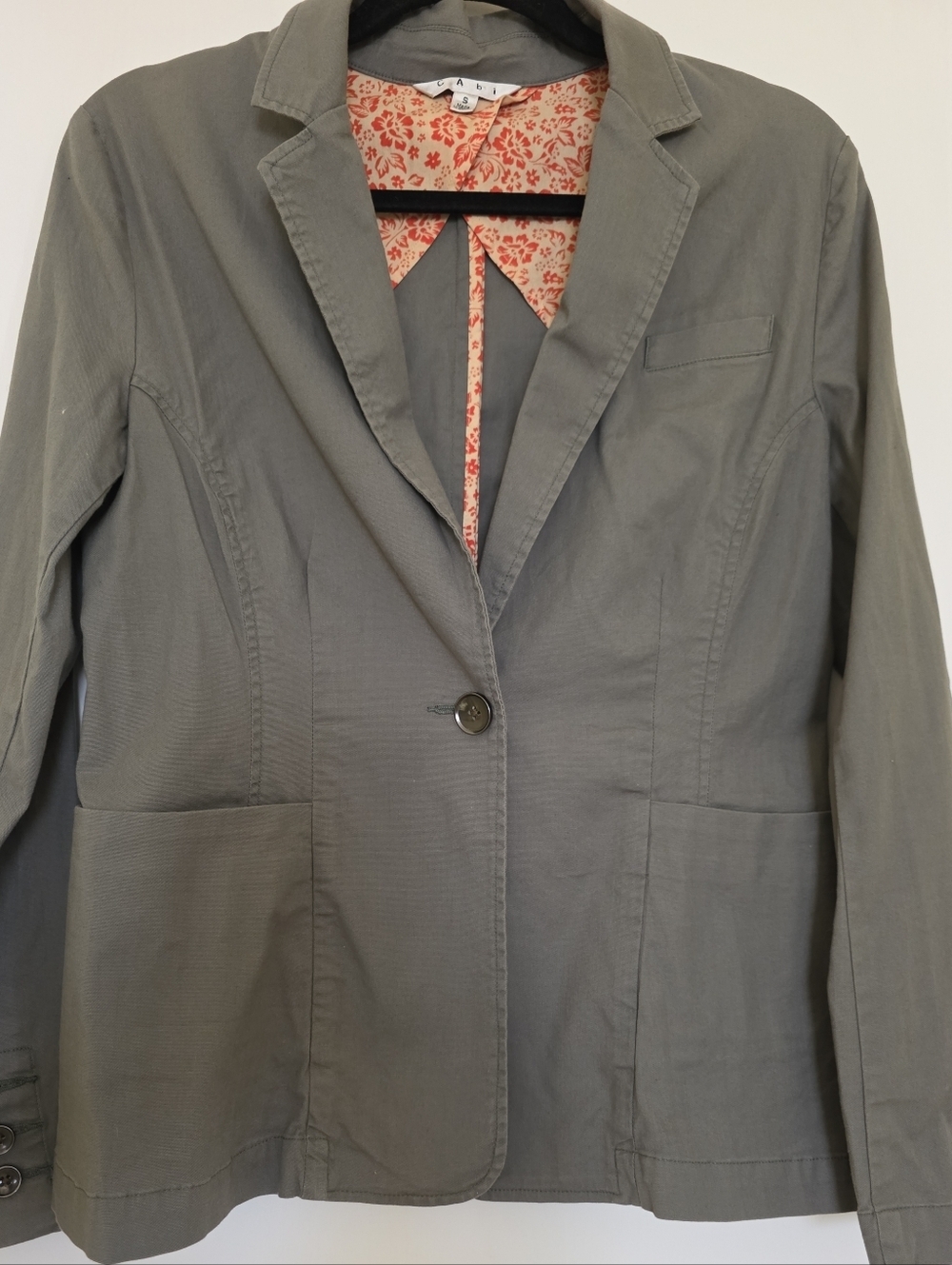 CAbi Olive Green Lightweight Blazer Jacket Casual Chic Sz Small